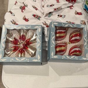 Festive Red and Gold Holiday Glass Ornaments Set